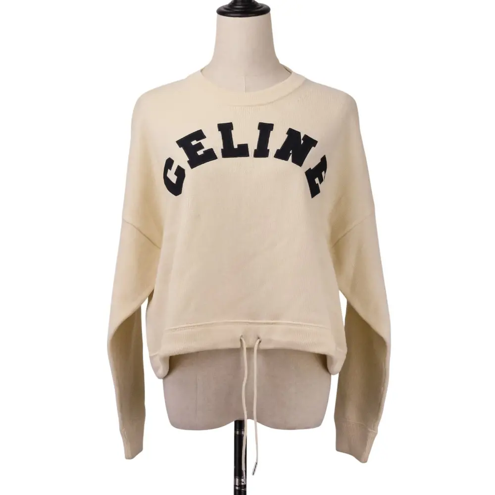 CELINE セリーヌ ウールカシミヤ アスレチックニットセーター S オフホワイト