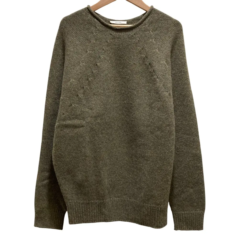 CELINE セリーヌ フィービー期 カシミヤ ロングスリーブ ニット セーター Mサイズ ダークカーキ
