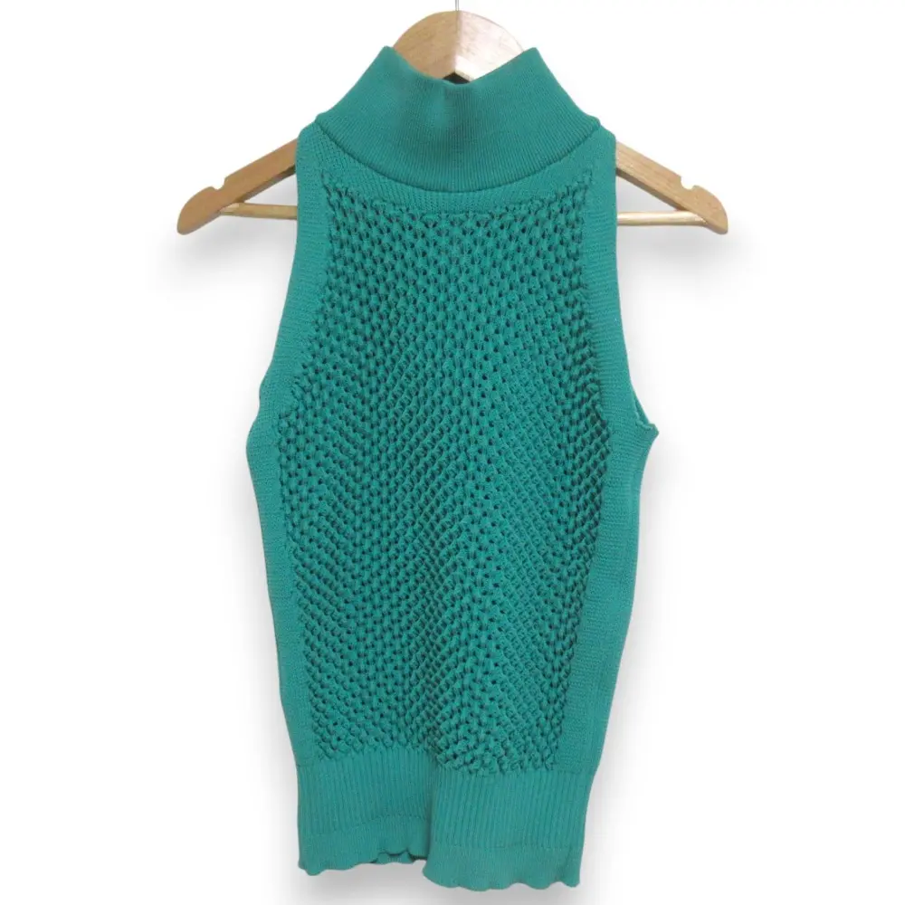 23SS CFCL シーエフシーエル  LATTICE TOP 2 ワッフル編み地 ハイネック ノースリーブ ニット セーター カットソー グリーン