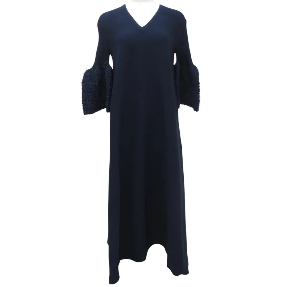 CFCL シーエフシーエル ポッタリー リーフ ショートベルスリーブ Vネック フレアドレス ワンピース CF007KH102 サイズ1 ネイビー