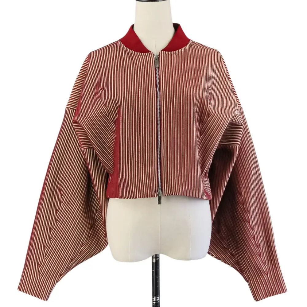 CFCL シーエフシーエル HYPHA CROPPED BOMBER JACKET ストライプ ニット ボンバージャケット CF008KC045 サイズ3 ピンクベージュの買取実績【2025年12月買取】