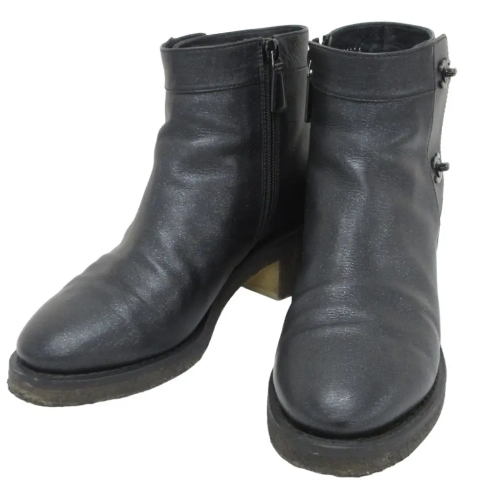 CHANEL シャネル ココマーク ターンロック レザー ショートブーツ G31204 38 24cm相当 ブラック