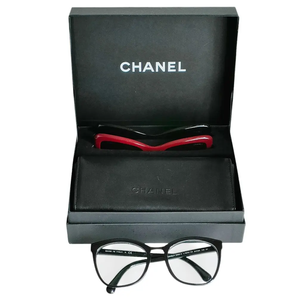 CHANEL シャネル ザ・マグネティック クリップオン セルフレーム メガネ サングラスセット 眼鏡 アイウェア 5393-A ブラック レッド