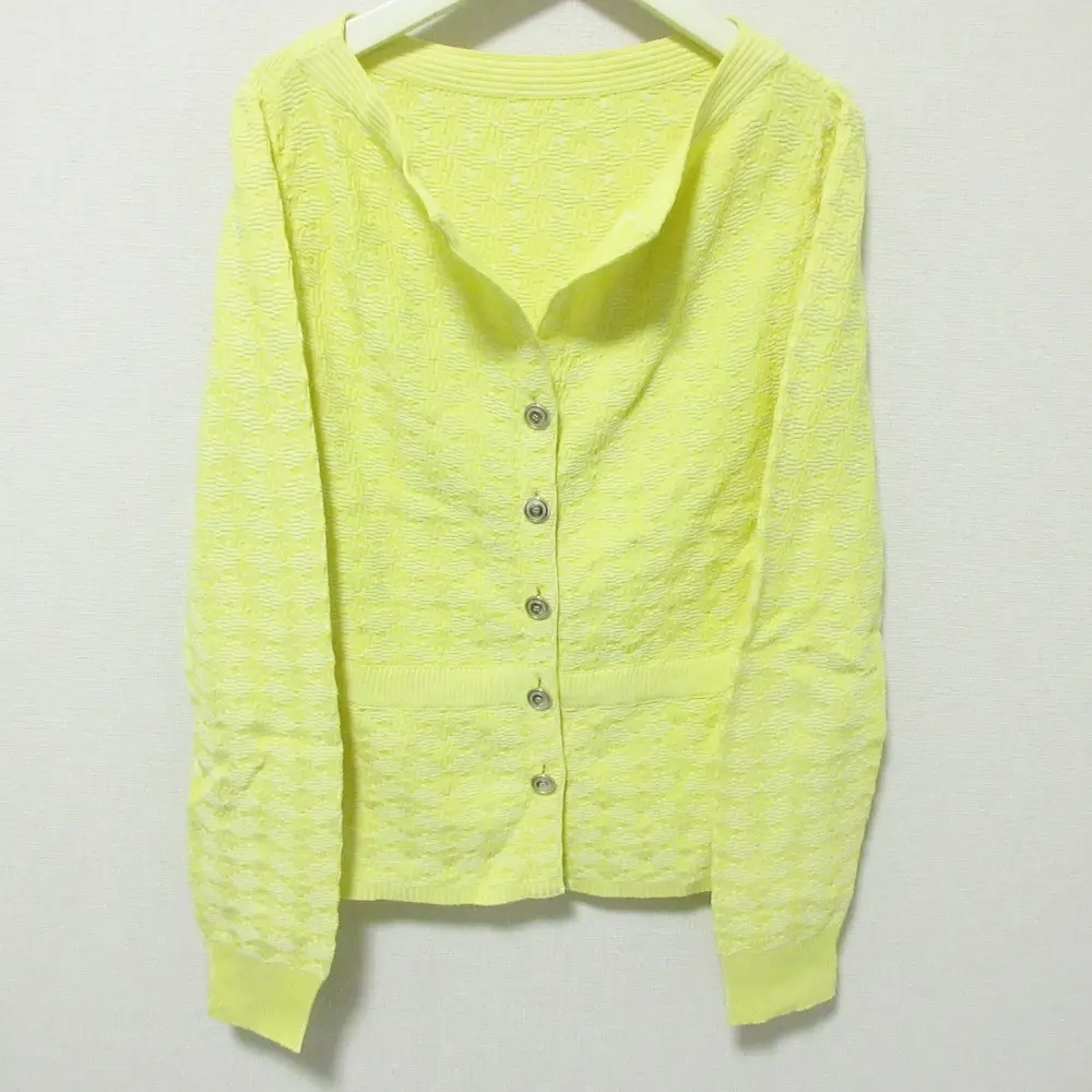 クリーニング済 CHANEL シャネル ココマークボタン ニットカーディガン P47896 サイズ36 イエロー