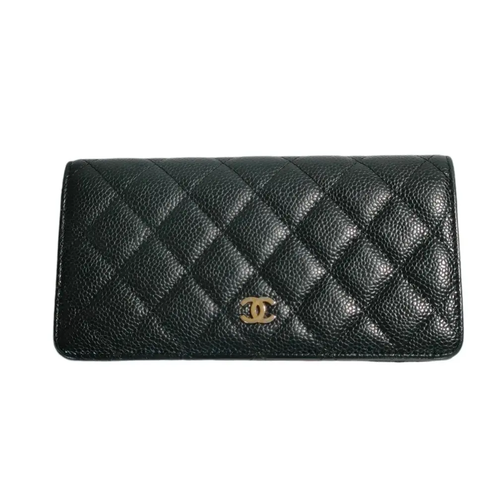 CHANEL シャネル マトラッセ キャビアスキン ココマーク 二つ折り ロングウォレット 長財布 小銭入れ付き A31509 ブラック
