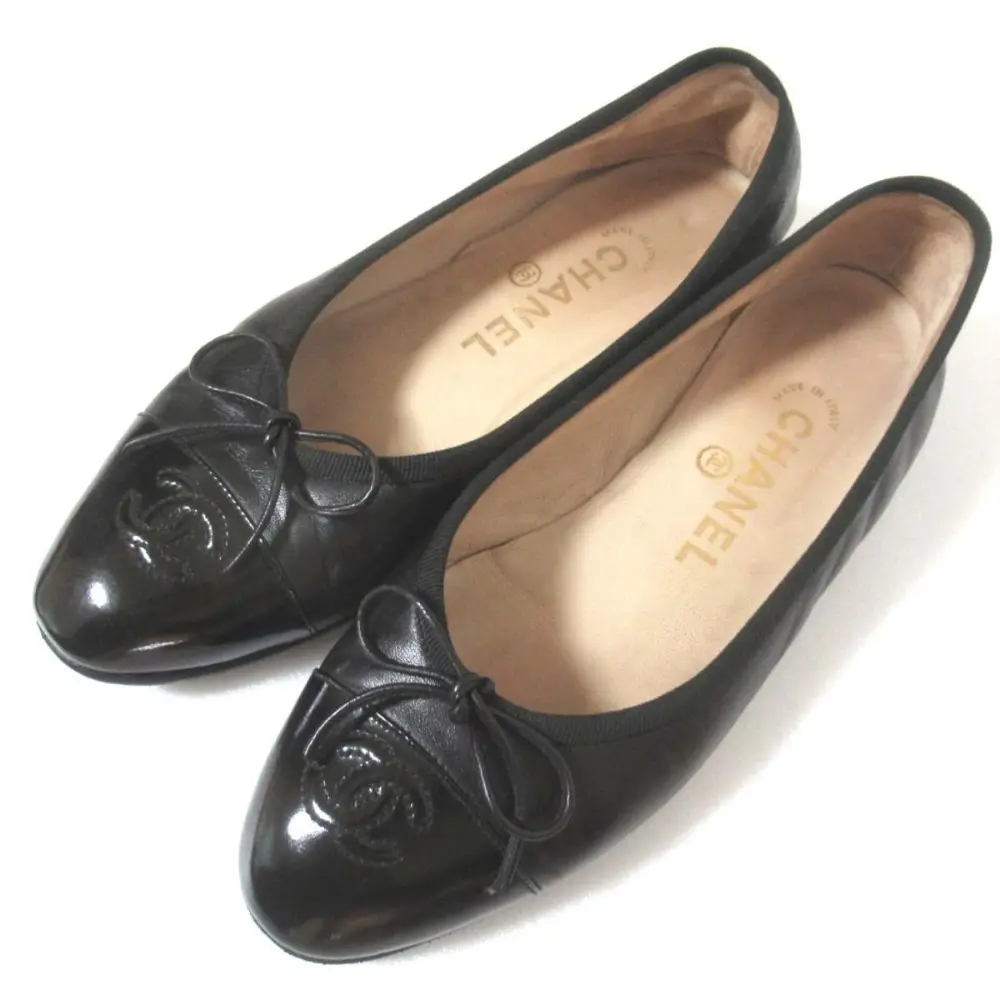 CHANEL シャネル ココマーク レザー バレリーナ バレエシューズ フラットシューズ パンプス 36サイズ 23cm相当 ブラック
