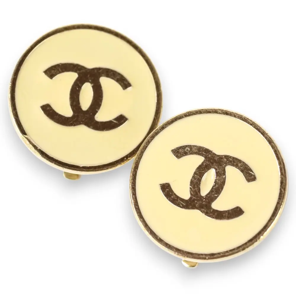 CHANEL シャネル 04V ラウンドココマーク イヤリング アイボリー ゴールドカラー
