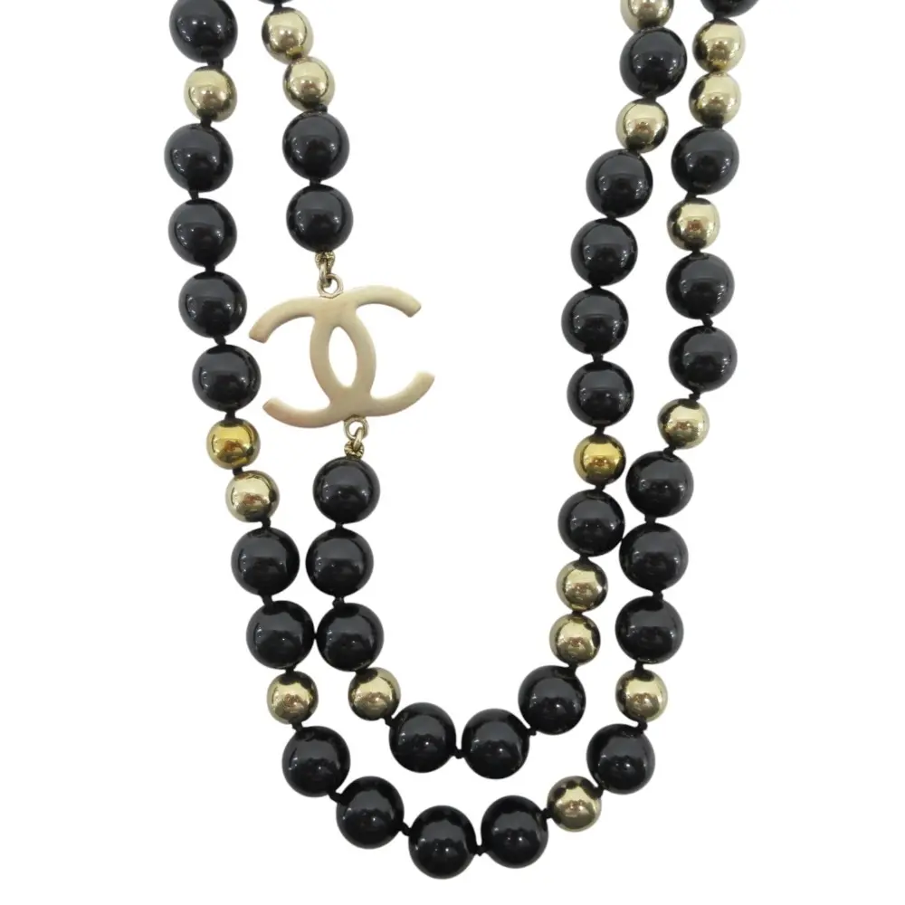 CHANEL シャネル B16 ココマーク ロングネックレス ブラック ゴールドカラー