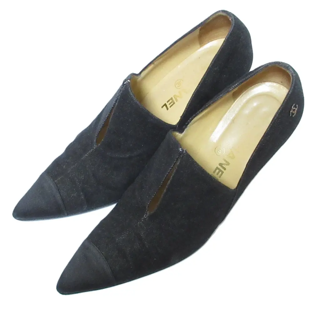 CHANEL シャネル ココマーク ピンヒール ハイヒール ポインテッドトゥ パンプス 38 24～24.5cm相当 ブラック