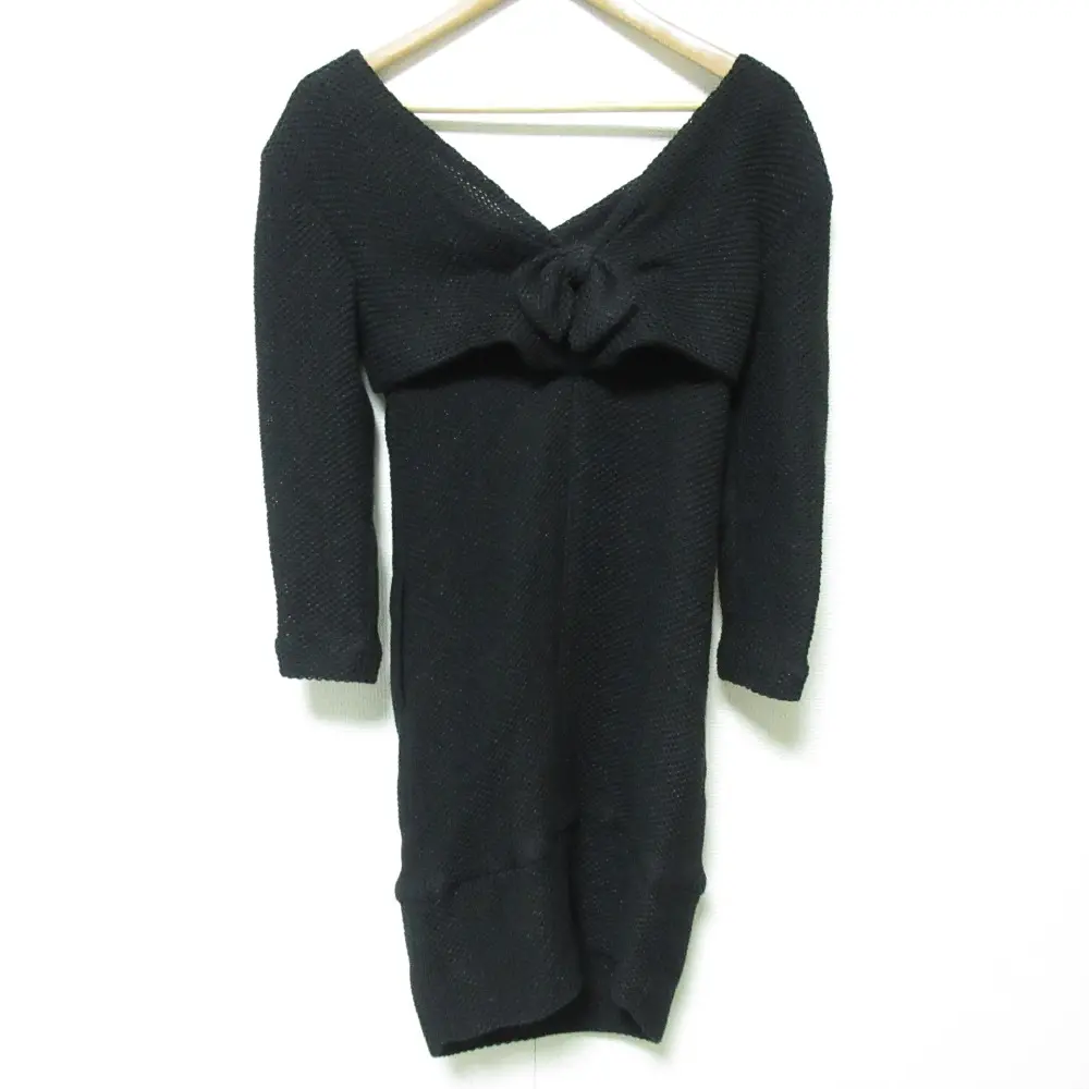 CHANEL シャネル リボン メッシュニット ワンピース P46194 サイズ34 ブラック