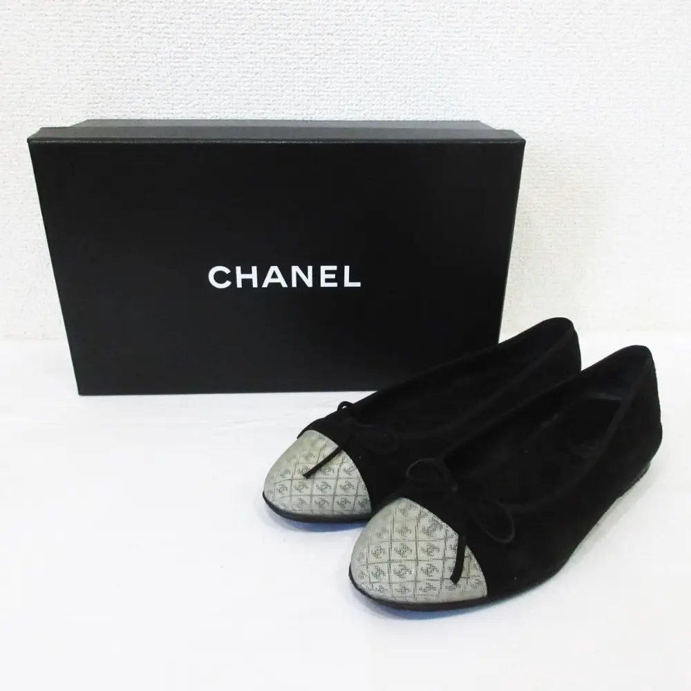 CHANEL シャネル ココマーク スエード バレエシューズ フラットシューズ パンプス G32823 サイズ34 1/2 約21.5cm ブラック