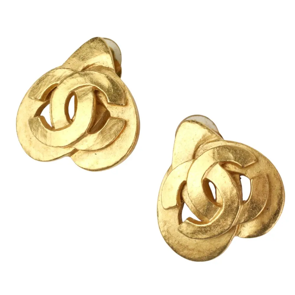 97P CHANEL シャネル ヴィンテージ ココマーク ラブリーハート イヤリング ゴールドカラー