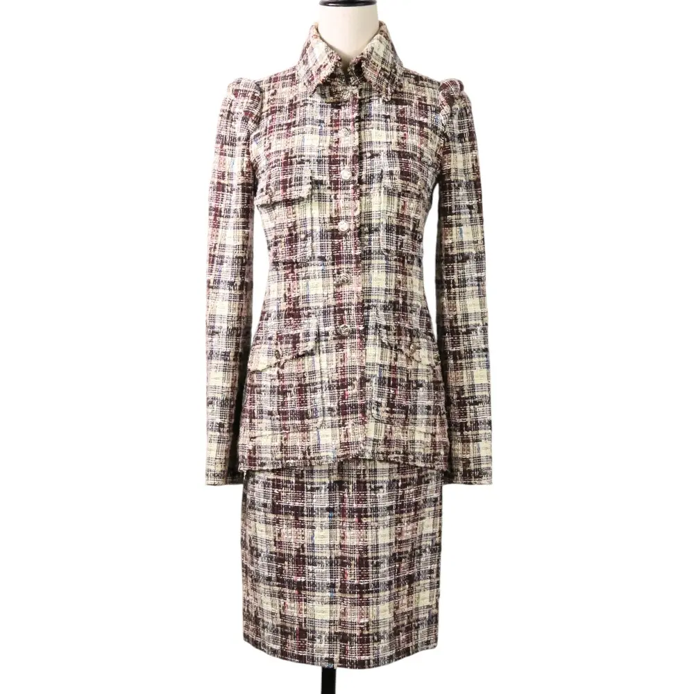 08C CHANEL シャネル ツイードジャケット スカート セットアップ スーツ P32182 38/36 マルチカラー