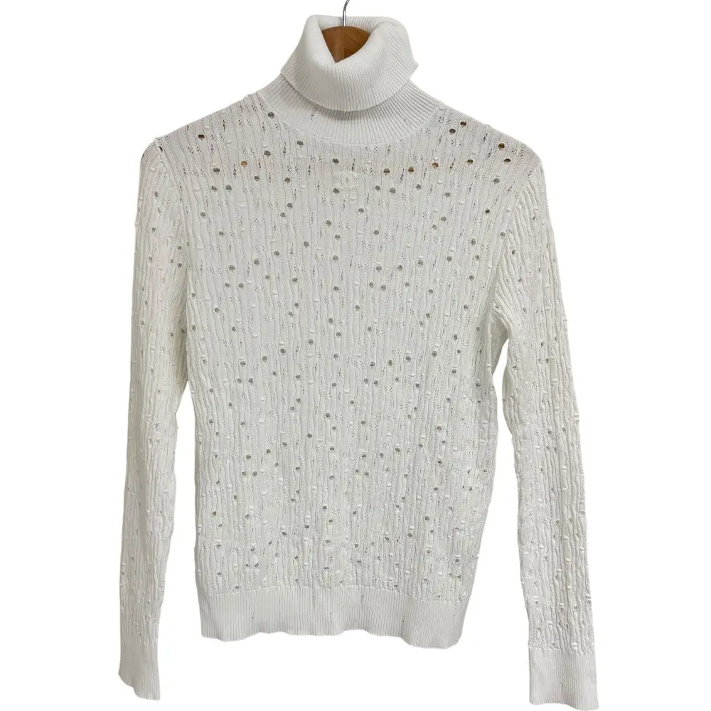 CHANEL シャネル ココマーク 長袖 タートルネック ニット セーター カットソー P72110 サイズ36 ホワイト