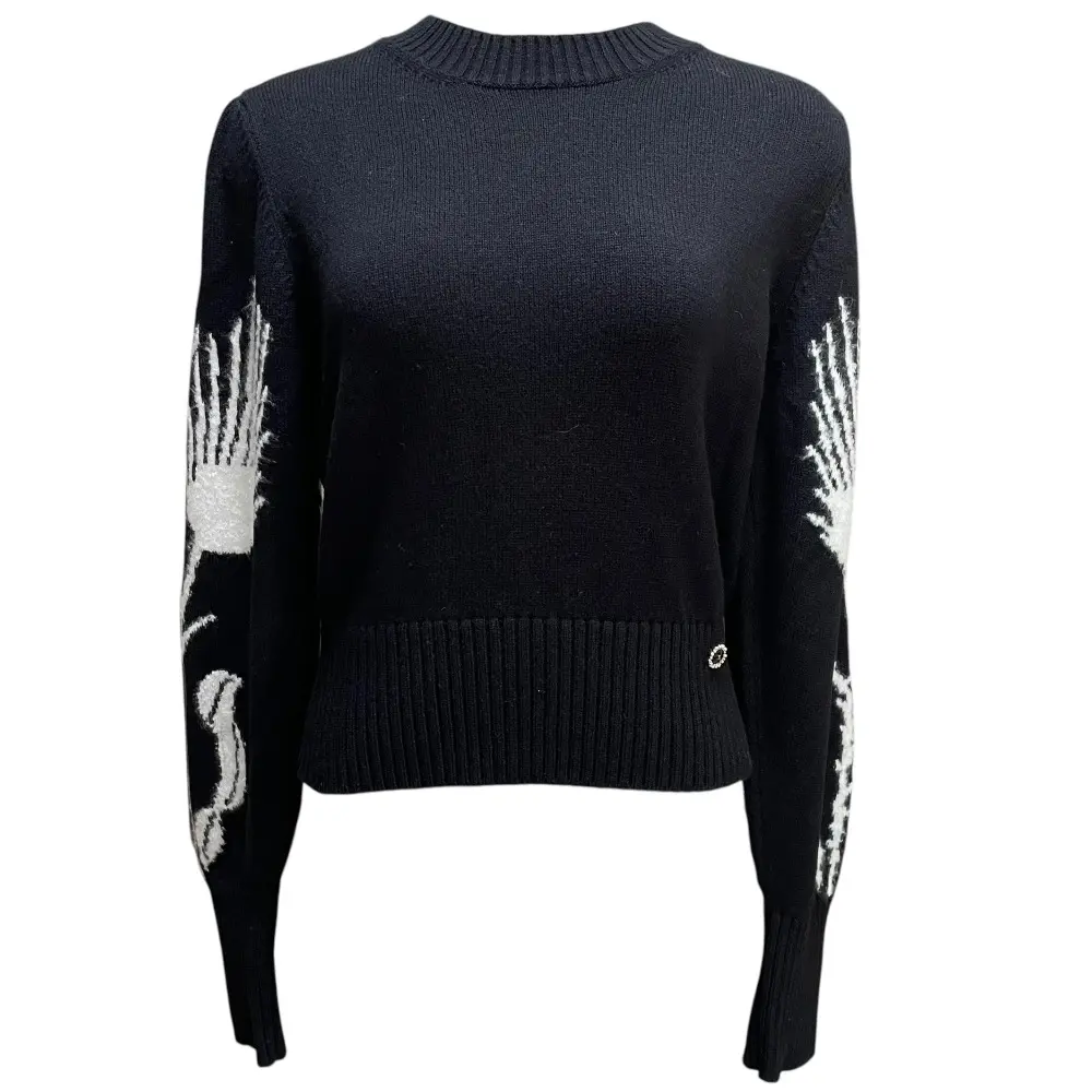 21AW CHANEL シャネル パフスリーブ カシミヤシルク ココマーク ニット セーター P70944 サイズ34 ブラック