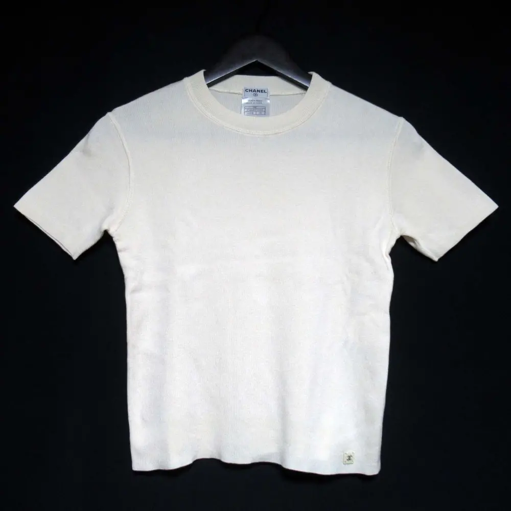 CHANEL シャネル 02C ココマーク ショートスリーブ 半袖 ニット カットソー P18800 サイズ40 アイボリー