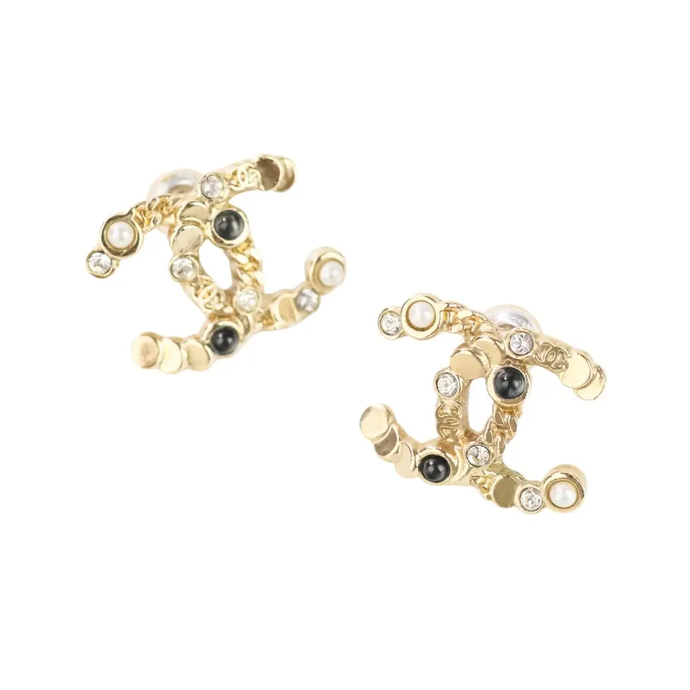 CHANEL シャネル A19S ストーン ココマークピアス ゴールドカラー