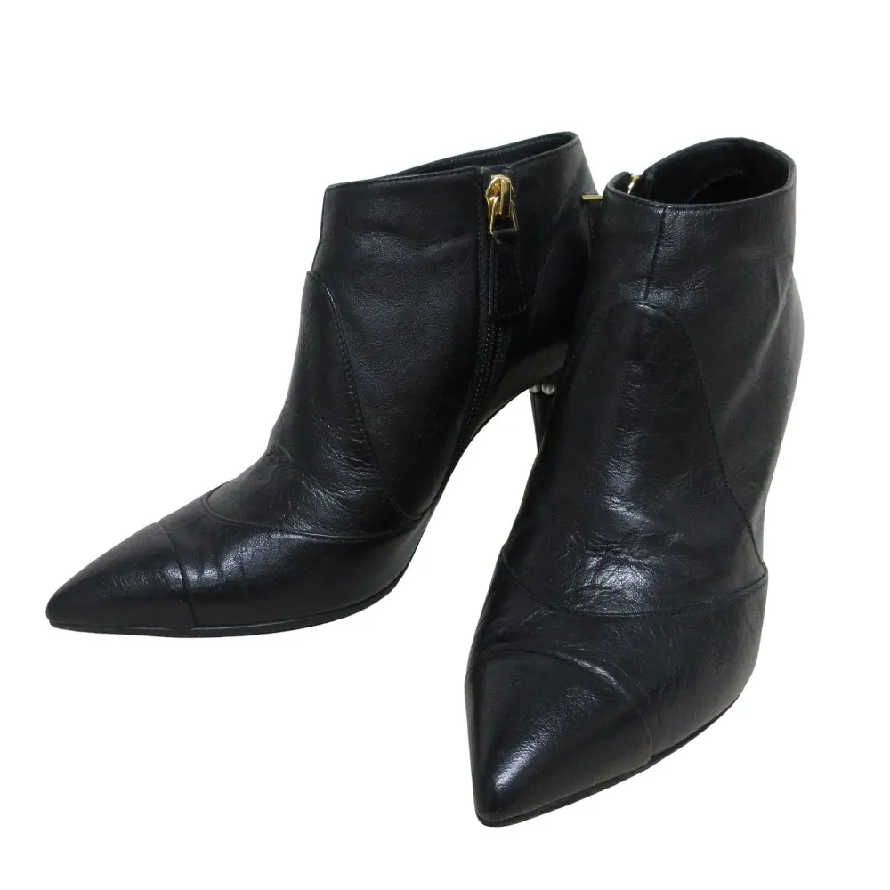 CHANEL シャネル ココマーク パールヒール レザーブーティー ショートブーツ G30534 サイズ36C 23cm相当 ブラック