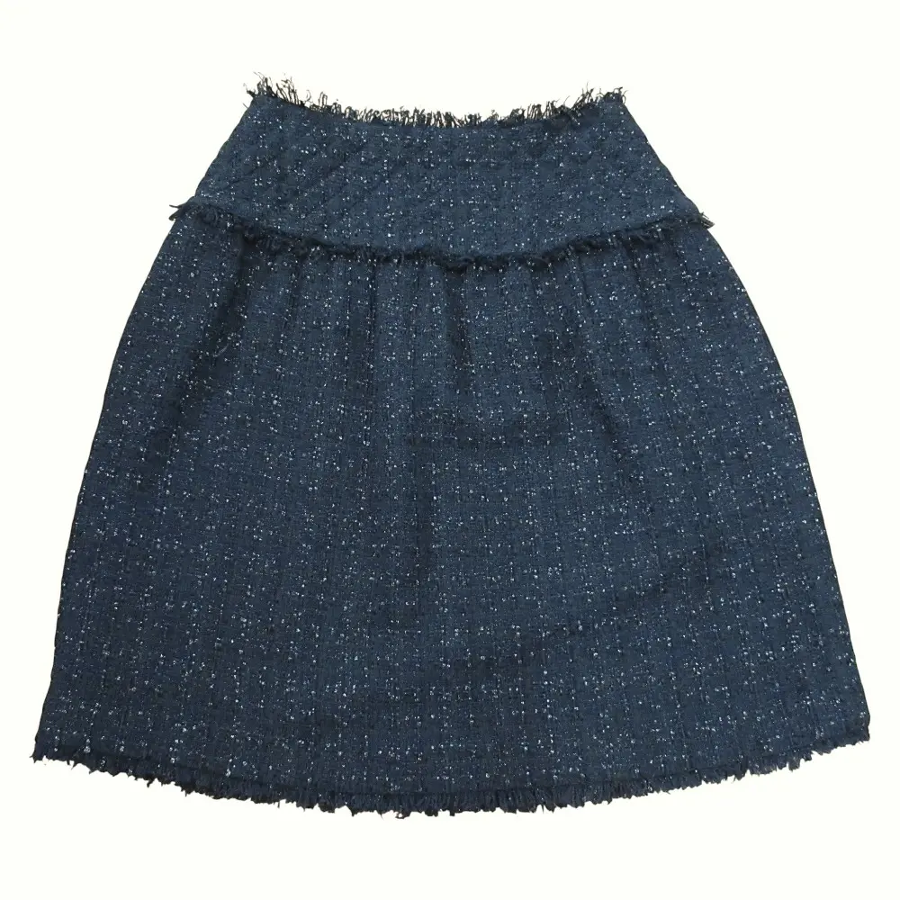 05A CHANEL シャネル キルティングデザイン ツイード スカート P26356 サイズ38 ブラック