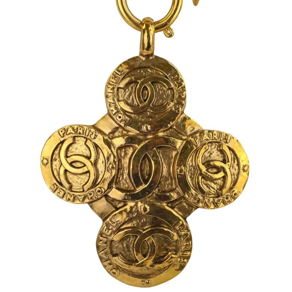 CHANEL シャネル ヴィンテージ 28 3015 ココマーク クロス ネックレス ゴールドカラー