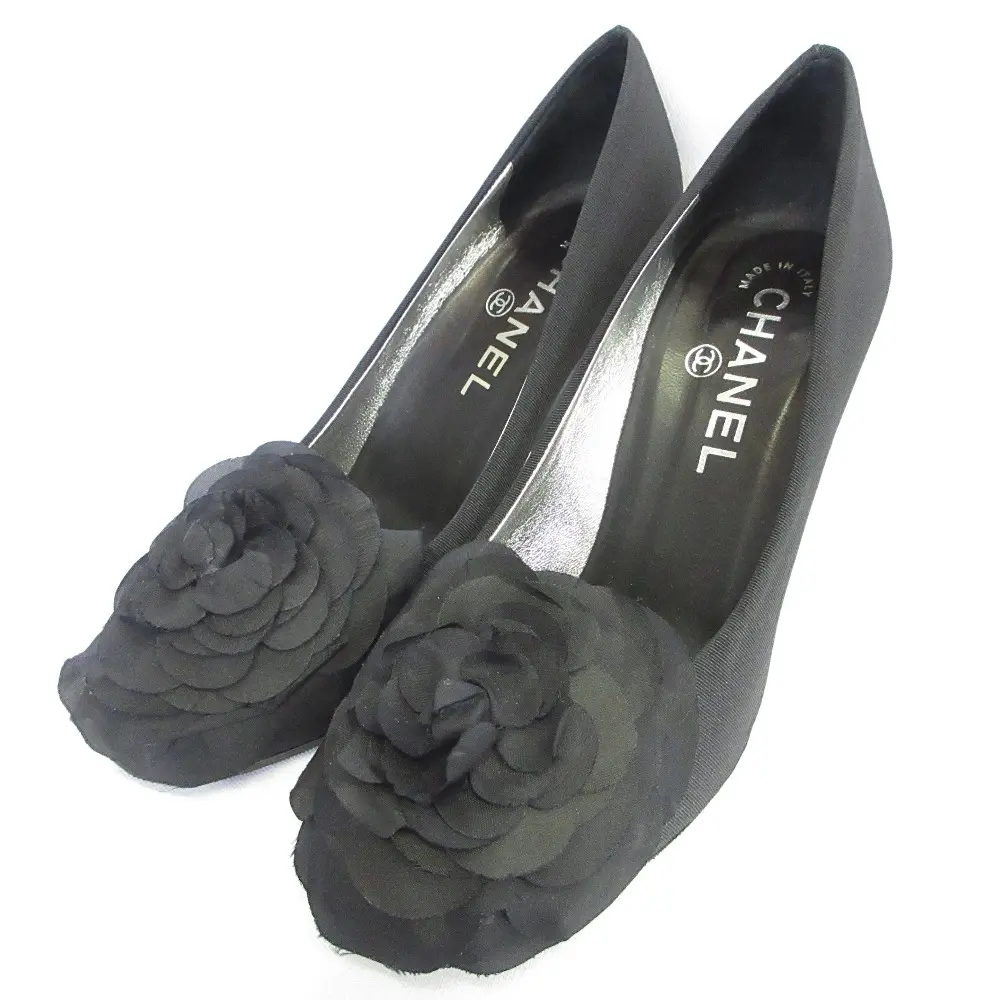 CHANEL シャネル カメリアコサージュ ハイヒール パンプス サイズ35 1/2 22.5cm相当 ブラック