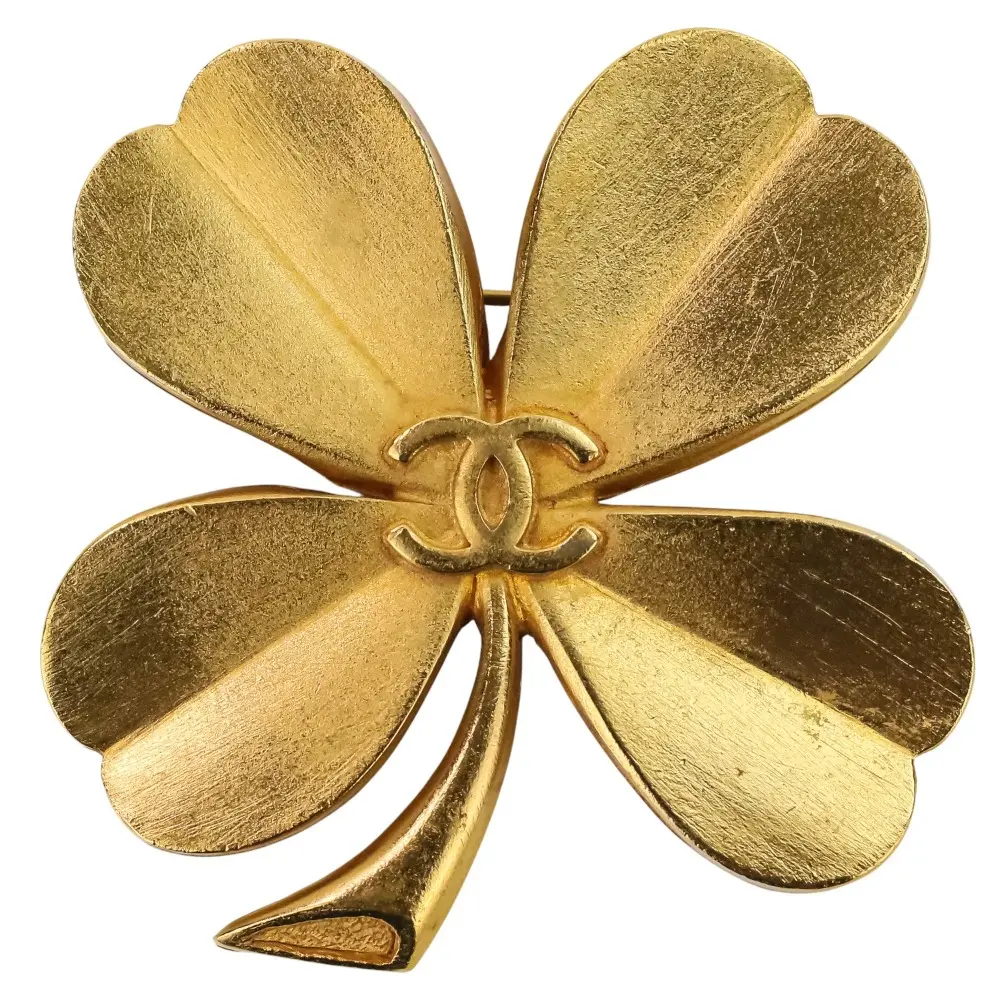 CHANEL シャネル 93A ヴィンテージ クローバーモチーフ ココマーク ブローチ ゴールドカラー