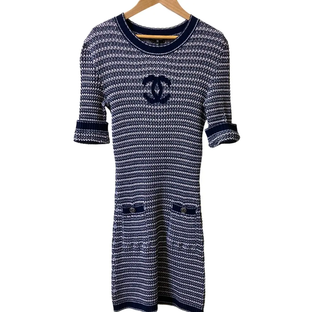 CHANEL シャネル ココマーク ニットワンピース P63090 サイズ38 ネイビー