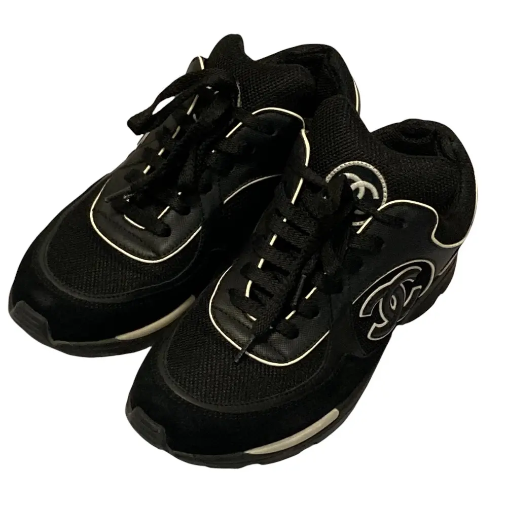 CHANEL シャネル メッシュ ココマーク スニーカー G26582 サイズ36 約23cm ブラック×ホワイト