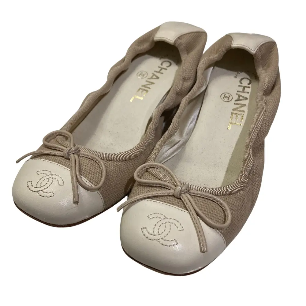 CHANEL シャネル バレリーナ バレエシューズ パンプス G26360 I35 22.5cm相当 ベージュ