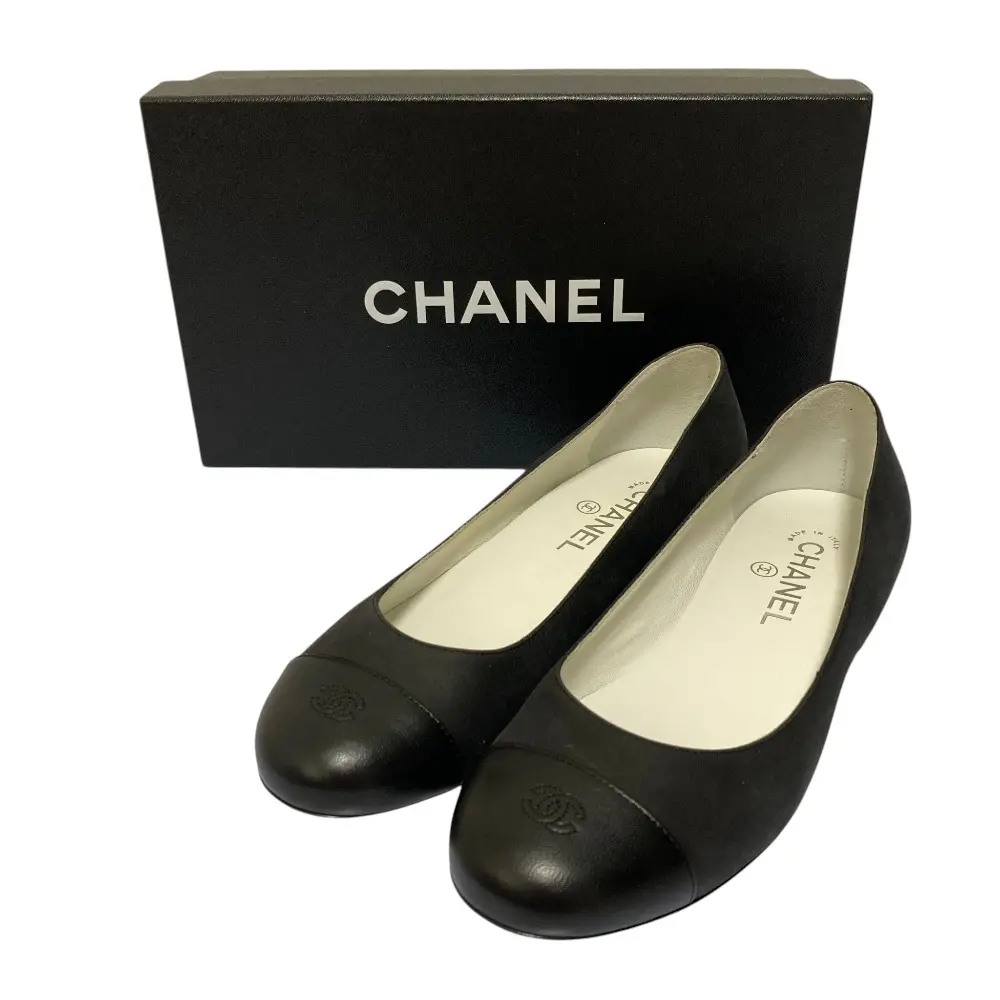 CHANEL シャネル 14C バレリーナ パンプス G29759 サイズ37.5C 24.0cm相当 ブラック