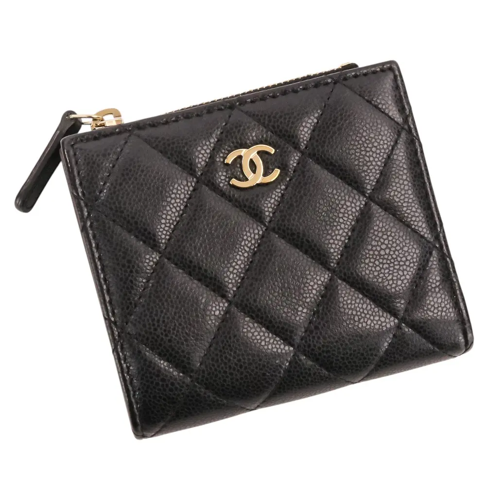 CHANEL シャネル キャビアスキン マトラッセ ココマーク コンパクトウォレット 二つ折り財布 ブラックの買取実績【2026年2月買取】