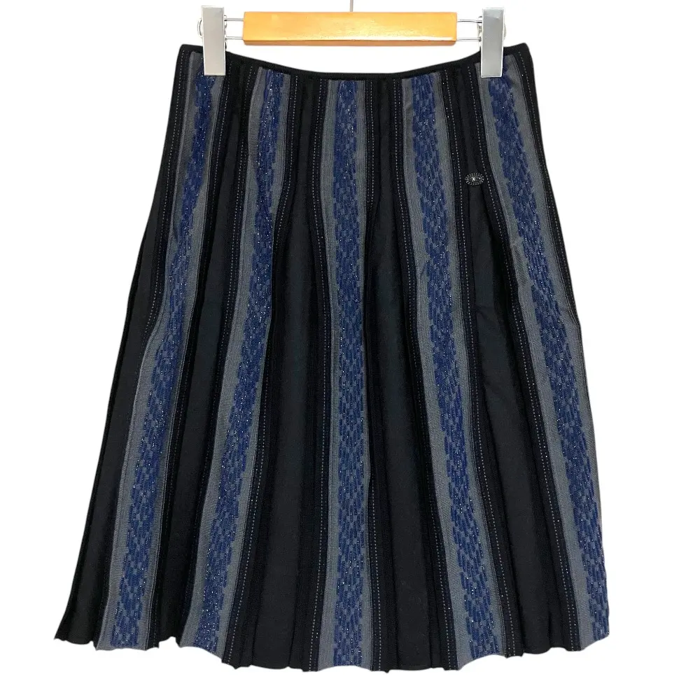CHANEL シャネル 05A ラメ プリーツ切替 ニットスカート P26661W03631 サイズ36 ブラック グレー