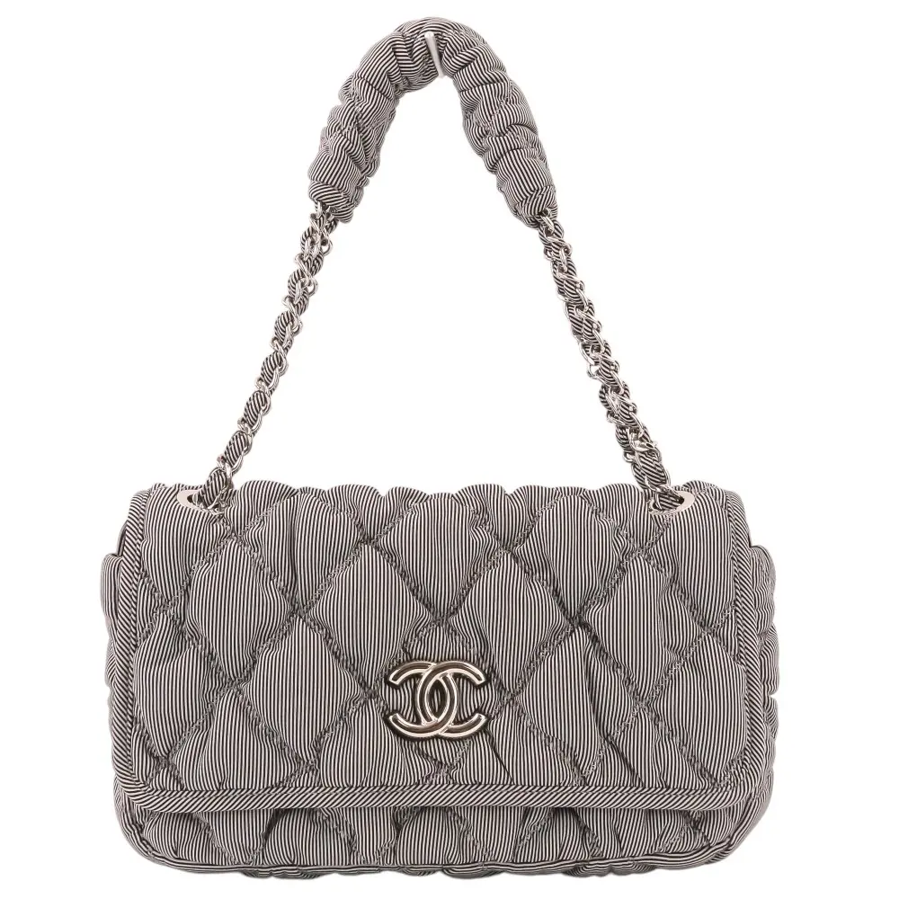 CHANEL シャネル ココマーク バブルキルトライン チェーン ハンドバッグ ショルダーバッグ ブラック グレーの買取実績【2026年3月買取】