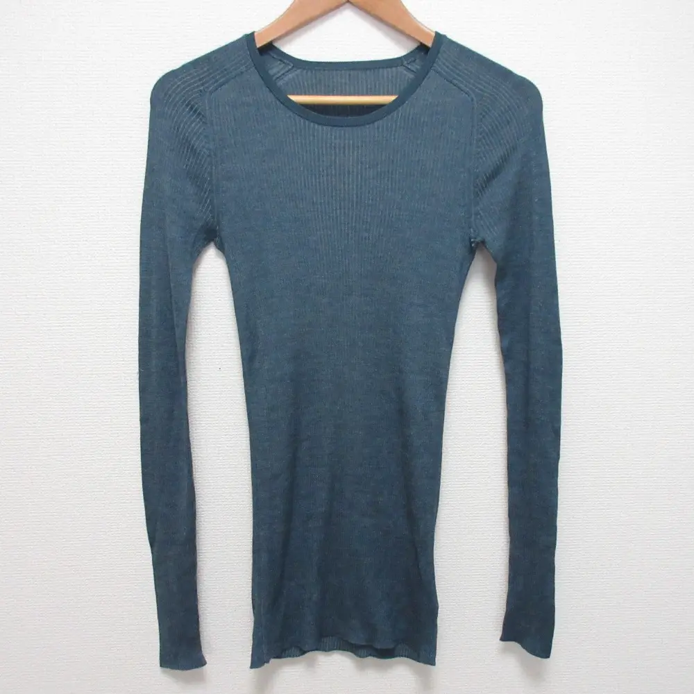 Chaos カオス 18Gシルクリブニット クルーネックプルオーバー サイズF ブルー