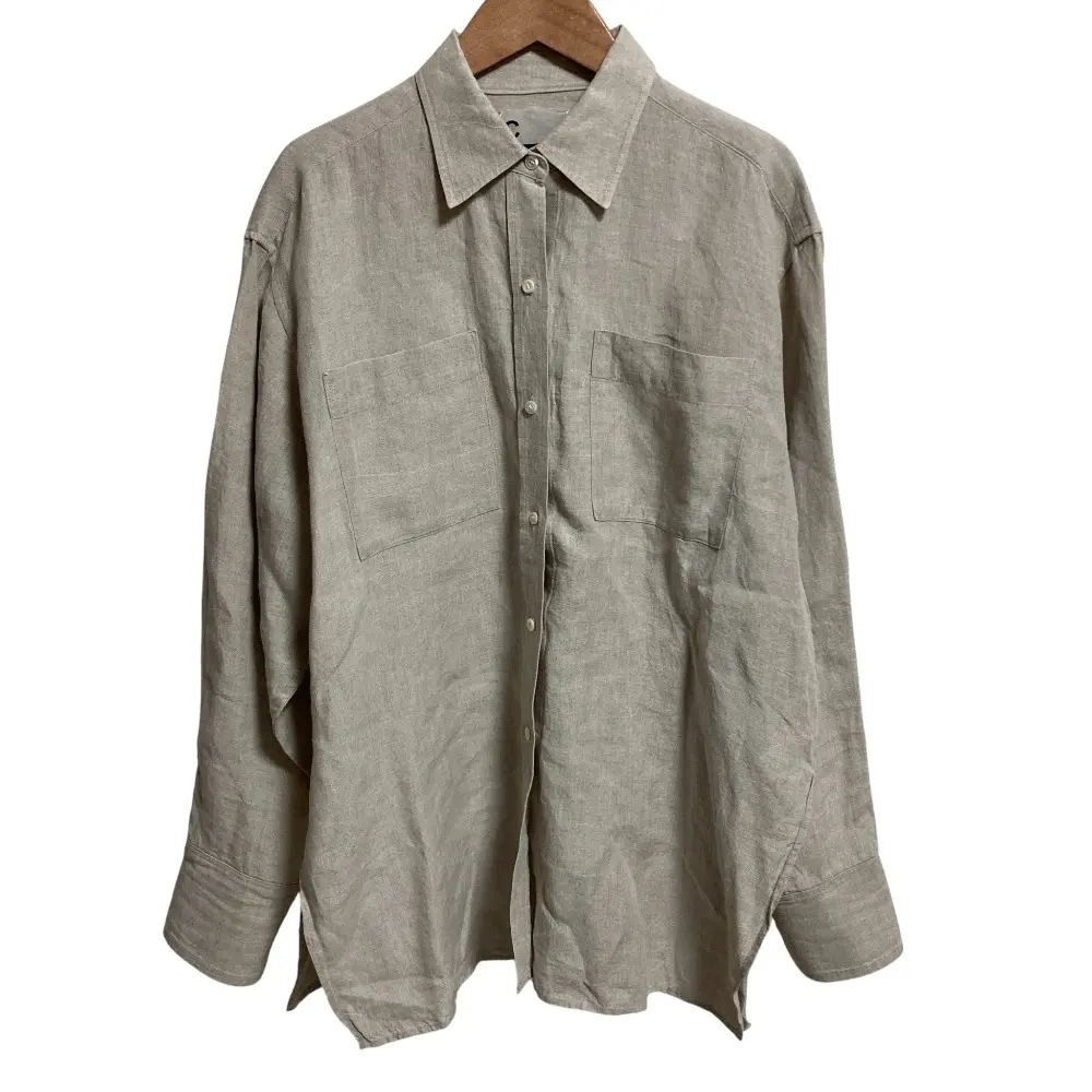 Chaos カオス ダブルポケット 長袖 リネンシャツ ブラウス サイズF ベージュ