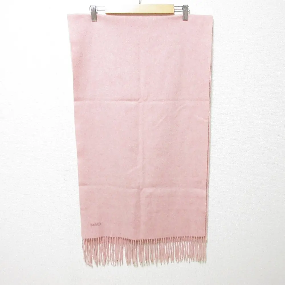 Chloe クロエ ロゴ刺繍 フリンジ マフラー 大判 ストール ピンク