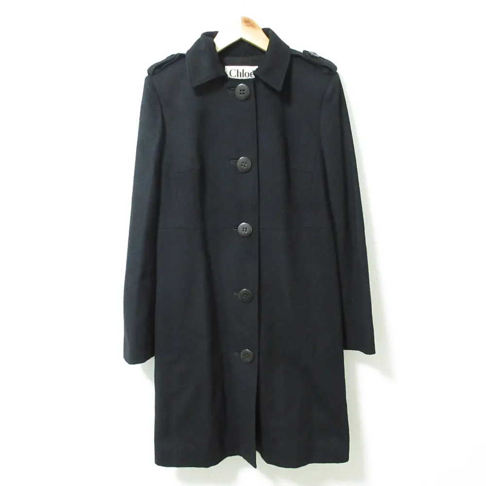 Chloe クロエ カシミヤブレンド ステンカラーコート T38 ブラック
