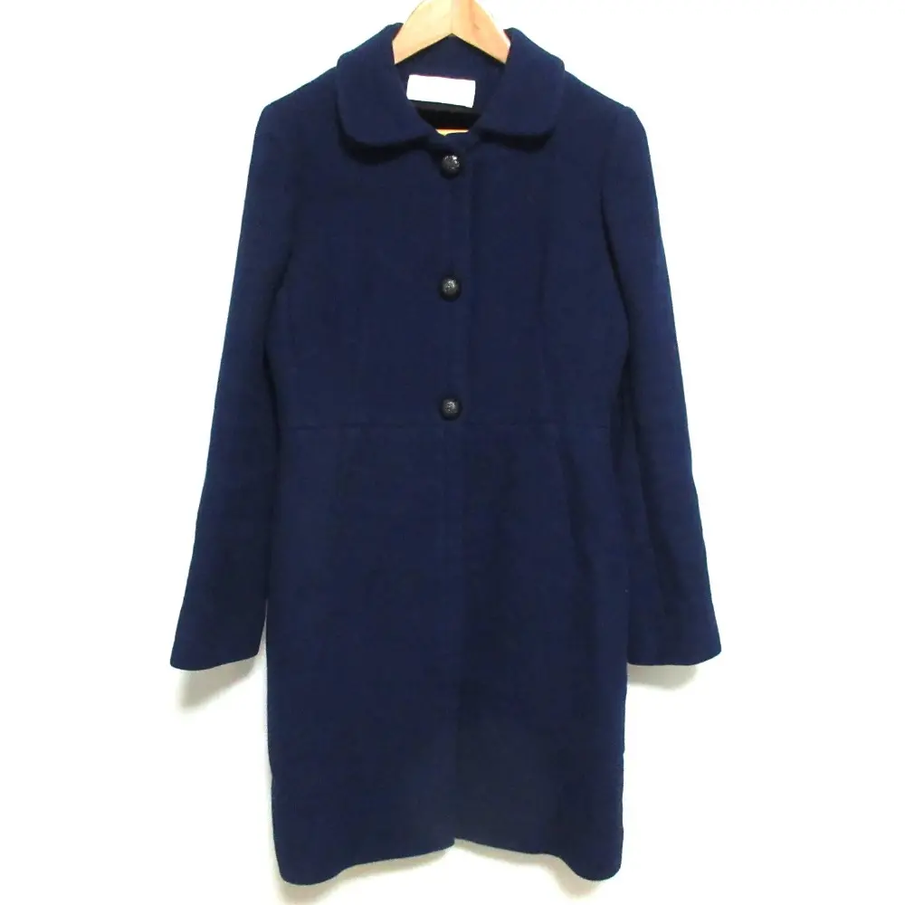 CHLOE クロエ アンゴラブレンド ウール ステンカラーコート 36 ネイビー