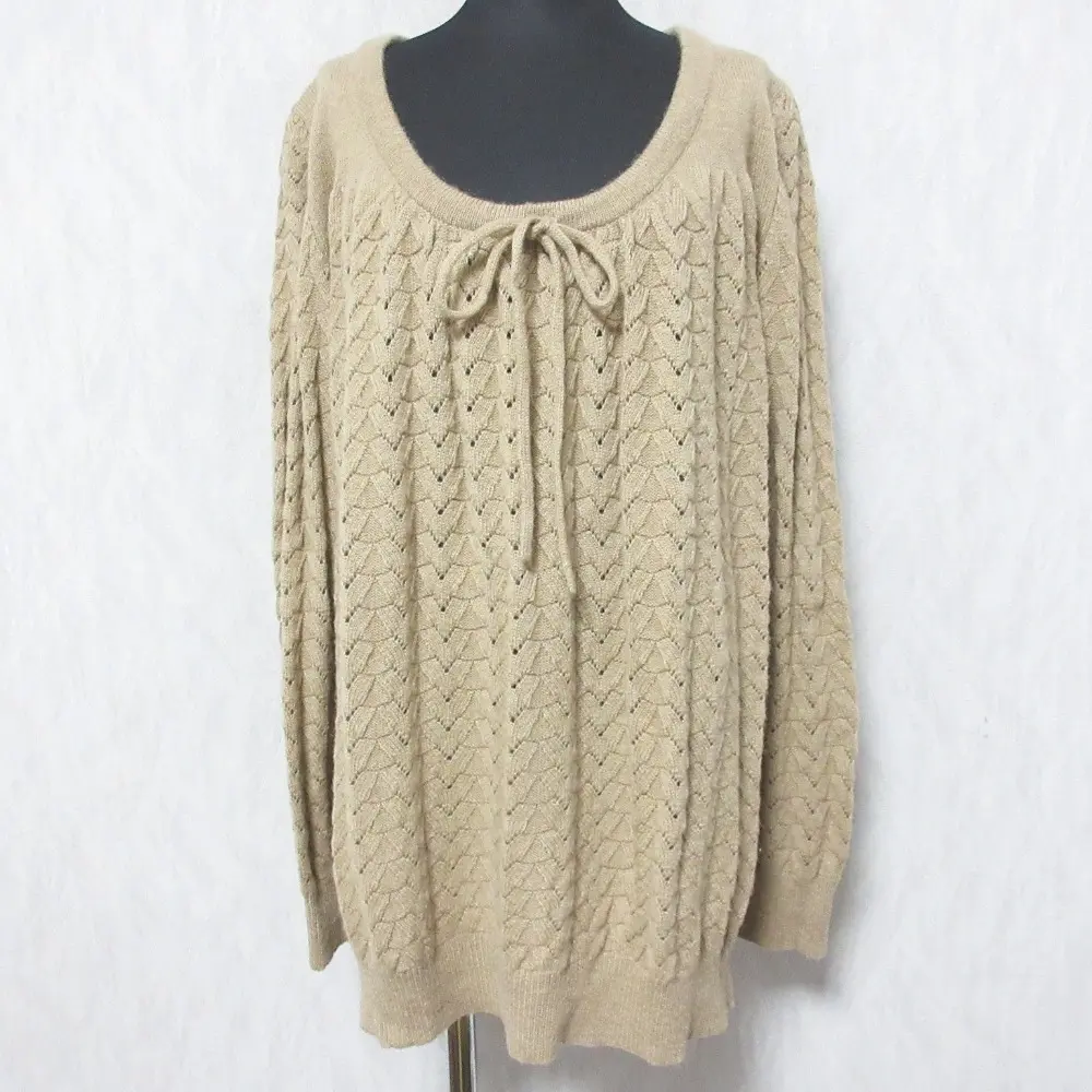 chloe クロエ キャメル100％ リボン プルオーバー ニット セーター チュニック 小さいサイズ XS ベージュ