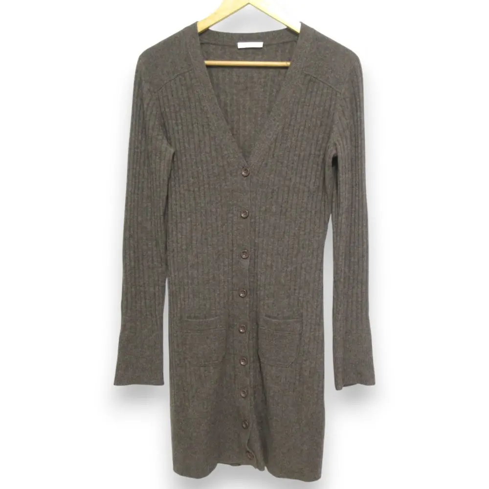 Chloe クロエ カシミヤ100％ Vネック 長袖 リブニット ロングカーディガン 8AT534-8A530 TM ブラウン