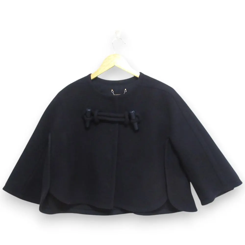 Chloe クロエ ウールブレンド ポンチョ ショート丈 ジャケット コート 15AVE28-15A072 サイズ34 ネイビー