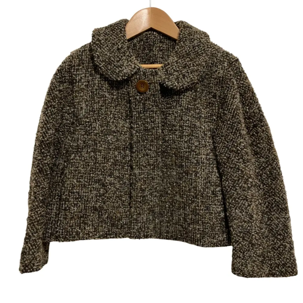 Chloe クロエ ラウンドカラー ミックスウールショートジャケット 36 グレー