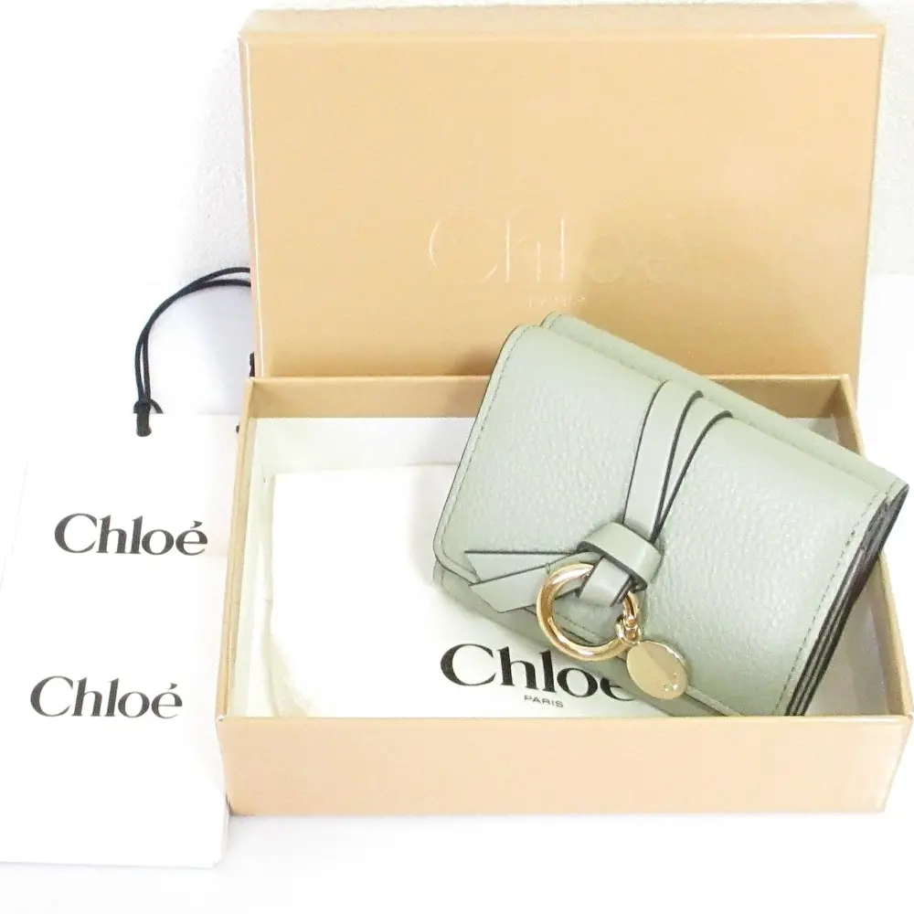 Chloe クロエ アルファベット ミニトリフォールド コンパクトウォレット 財布 グリーン