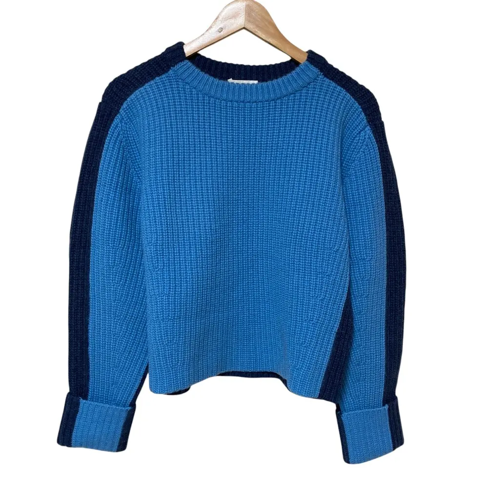 Chloe クロエ カシミヤ100％ バイカラー チャンキーニット プルオーバー セーター XS ブルー系