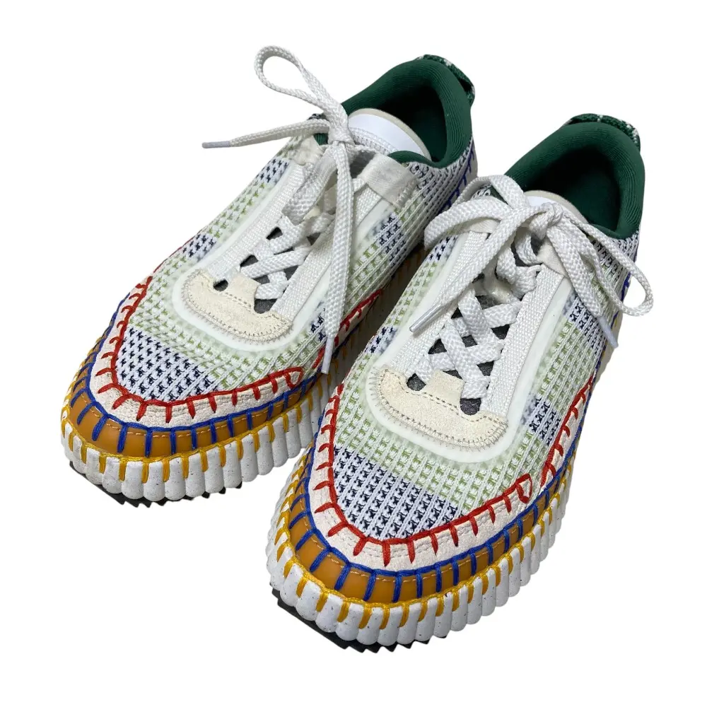 Chloe クロエ Nama スニーカー シューズ サイズ37 約23.5cm ホワイト×マルチカラー