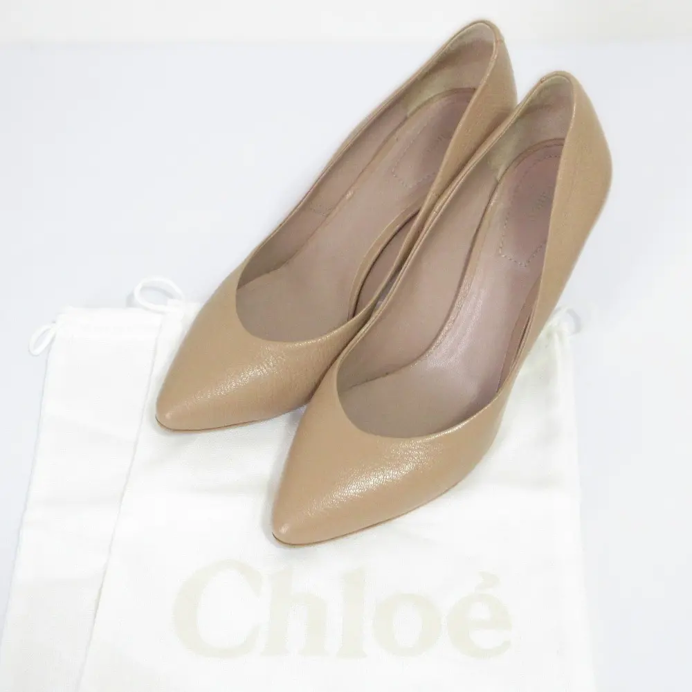 Chloe クロエ レザー ポインテッドトゥ ハイヒール パンプス 36.5 23.5cm ベージュの買取実績【2025年8月買取】