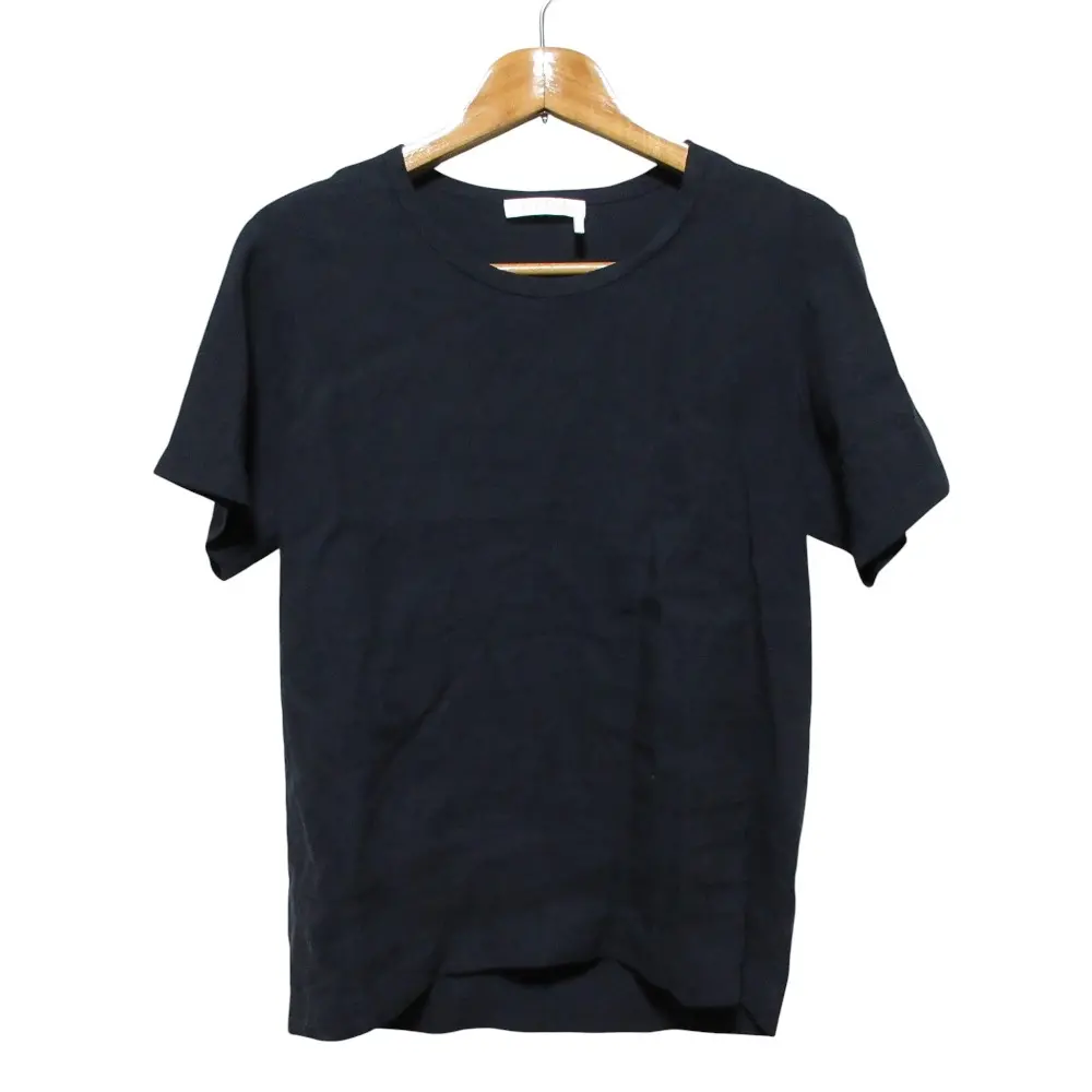 22SS Chloe クロエ リネン シルク クルーネック Tシャツ カットソー 34 ネイビー