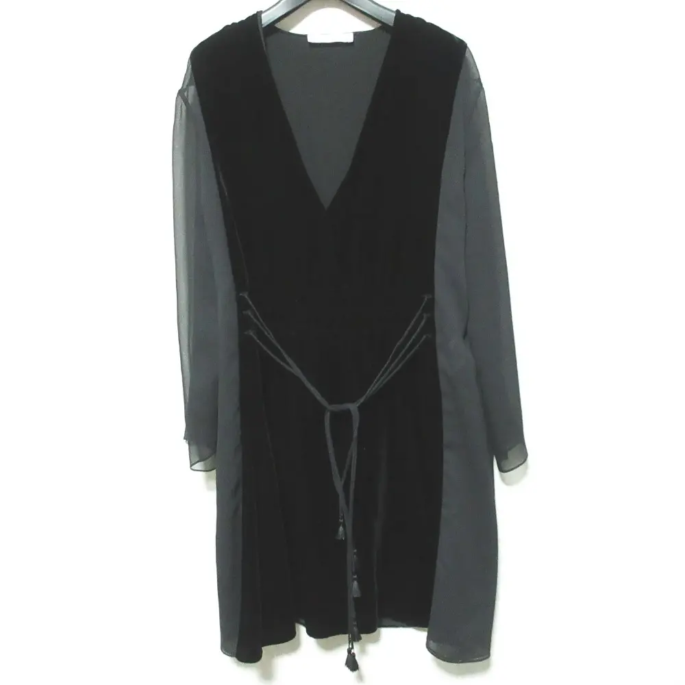 Chloe クロエ シアースリーブ ベロア ミニドレス ワンピース 36 ブラック