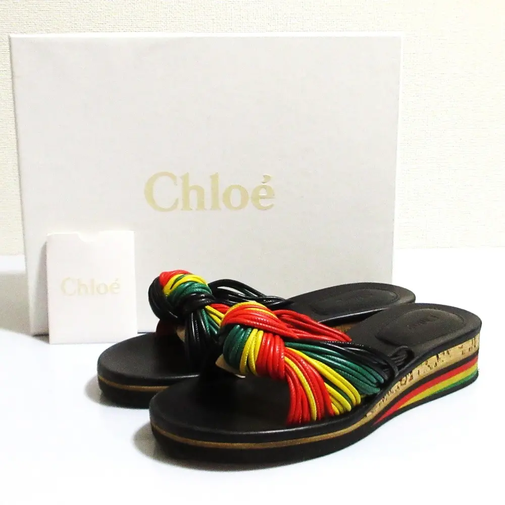 Chloe クロエ ラスタカラー サンダル サイズ37 約23.5cm ブラック
