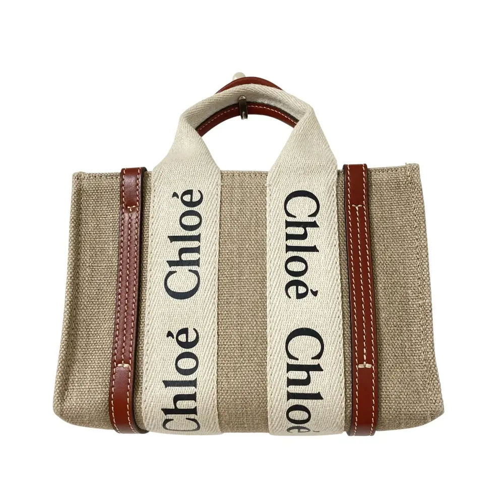 Chloe クロエ ウッディ ミニ トートバッグ ショルダーバッグ ブラウン ベージュ